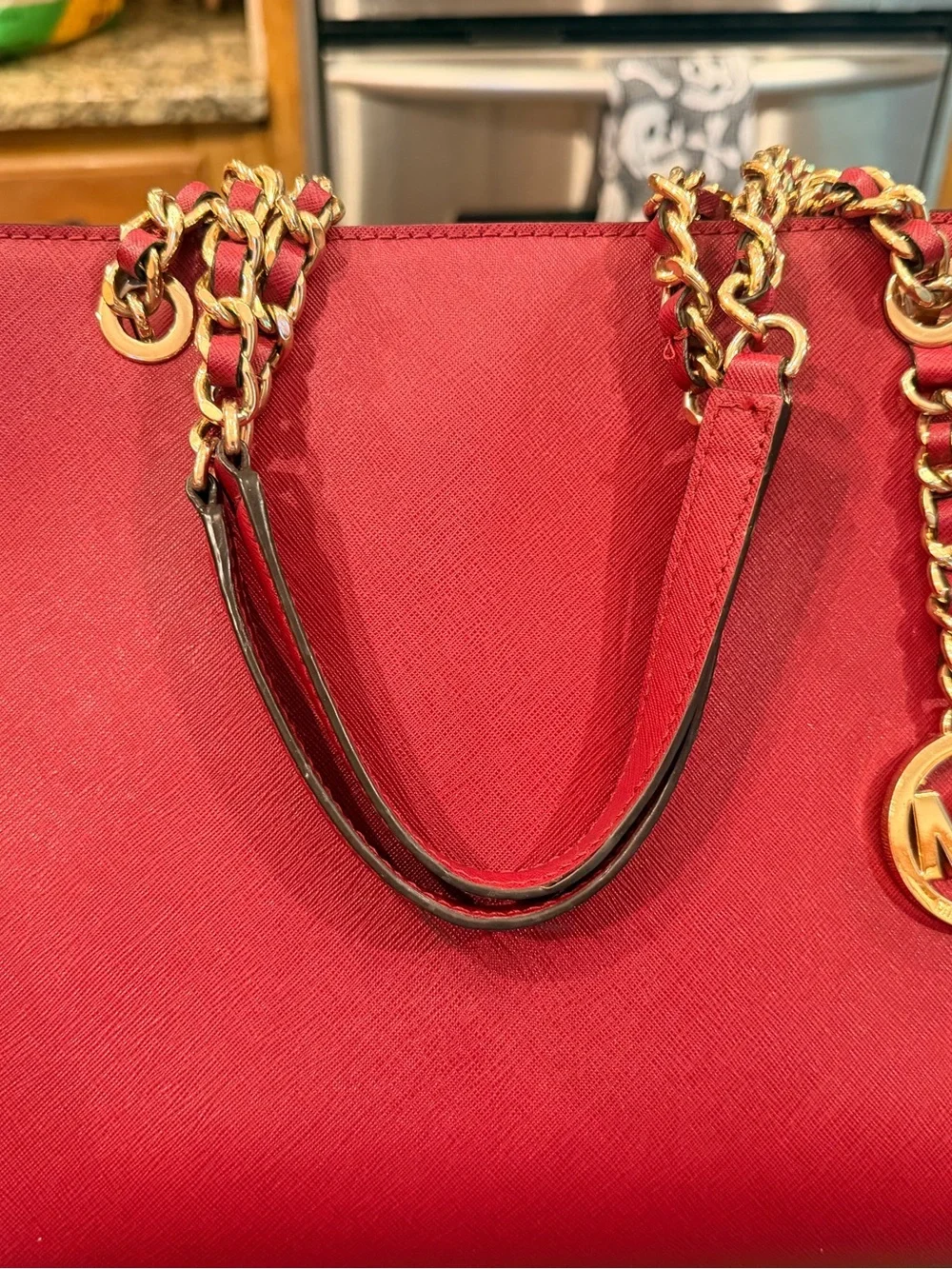Michael Kors Cherry Susannah Large Saffiano Tote Shoulder Purse